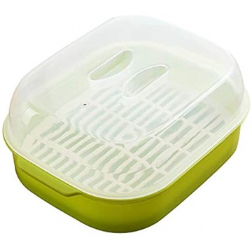 Microwave Oven Steamer Cook Container with Lid Plastic for Steamed Bread Bun Dumpling Fish Kitchen Utensil Green