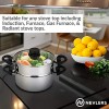 Nevlers Stainless Steel 3 Quart Steamer Pot with 2 Quart Steamer Insert and Glass Vented Lid 3 Piece Set Safe and Durable Great Addition to Every Kitchen