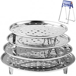 Round Stainless Steel Steamer Rack 7.6 8.5 9.33 10.23 Inch Diameter Steaming Rack Stand Canner Canning Racks Stock Pot Steaming Tray Pressure Cooker Cooking Toast Bread Salad Baking 4 Pack