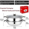 Stainless Steel Stack and Steam Pot Set and Lid,Steamer Saucepot double boiler-2 Tier Steamer Pot Steaming Cookware -Steamer Pot Glass Lid Food Veg Cooker Pot Cooking Pan For Kitcken Cooking Tool