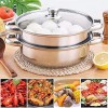 Stainless Steel Stack and Steam Pot Set and Lid,Steamer Saucepot double boiler-2 Tier Steamer Pot Steaming Cookware -Steamer Pot Glass Lid Food Veg Cooker Pot Cooking Pan For Kitcken Cooking Tool