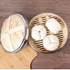 Steamer Basket 10 Inch Bamboo 2-Tier Vegetable Food Steamer Basket Reinforced with Stainless Steel for Dumpling Meat Dim Sum Seafood Cooking