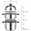 Steamer Pot for Cooking,Stainless Steel Steaming Pots Cookware Food Steamer Basket with Tempered Glass Lid for Gas Electric Induction Oven Grill Stove Top