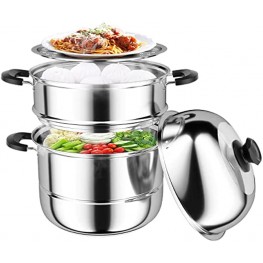 Steamer Pot for Cooking,Stainless Steel Steaming Pots Cookware Food Steamer Basket with Tempered Glass Lid for Gas Electric Induction Oven Grill Stove Top