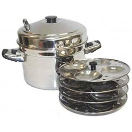 Tabakh 4-Rack Stainless Steel Idli Cooker with Strong Handles Makes 16 Idlis