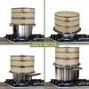 Thodd&Go Bamboo Steamer Basket-Stainless Steel Bamboo Steamer Set 10 Inch 2 Tier for Cooking Bao Buns Dim Sum Dumplings Vegetables and Fish. Included Steamer Adapter Ring and 4 Reusable Silicone Pads