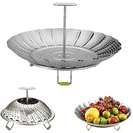 [UPGRADED] 9 Stainless Steel Steamer Basket Vegetable Steamer Basket Food Steamer Vegetable Steamer Foldable Steamer Insert for Cooking Expandable to Fit Various Size Pots Pressure Cookers