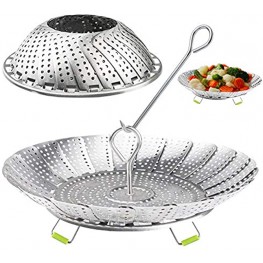 Vegetable Steamer Basket Fits Instant Pot Stainless Steel Steamer Basket for Cooking Foldable Food Steamer Basket Expandable to Fit Various Size Pot Include Safety Tool 5.1" to 9"