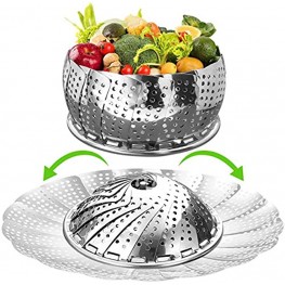 Vegetable Steamer Basket for Cooking Large 6.5" to 11" Stainless Steel Steamer Basket Folding Expandable Steamers to Fit Various Size Pot