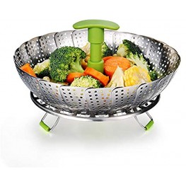 Vegetable Steamer Basket Stainless Steel Food Steamer Veggie Steamer Insert with Extendable Handle Cooking Steamer Expandable to Fit Various Size Pot 7" to 11"