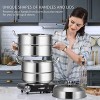 VIVOHOME 3-Tier 14.2 Inch 1mm Extra Thick 13Qt 304 Stainless Steel Steamer Pot Steaming Cookware with Tempered Glass Lid Work with Gas Electric Induction Oven Grill Stove Top Dishwasher Safe