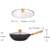 12inch Carbon Steel Wok Pan with Lid & Iron Stir Fry Pan with Flat Bottom and Detachable Wooden Handle for Electric Induction Gas Stoves…