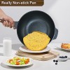 AISUNY Nonstick Skillet with Lid & Spatula 12.5in Wok Pan with Removable Handle & Flat Bottom，Frying Pan with Flat Bottom for Electric,Induction,Gas Stoves,Black