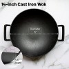 Backcountry Iron's Cast Iron Wok for Stir Frys and Sautees 14 Inch Large Pre-Seasoned for Non-Stick Like Surface Cookware Oven Broiler Grill Safe Kitchen Deep Fryer Restaurant Chef Quality