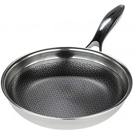 Black Cube Hybrid Stainless Steel Frying Pan with Nonstick Coating Oven-Safe Cookware 8 Inches