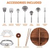 Carbon Steel Wok Pan 13 PCS Wok Set 13 Stir Fry Pan with Wooden Lid & Handle Chinese Wok with Wok Utensils Cookware Accessories Suitable for All Stoves
