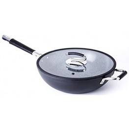 Ceramic 13" Wok with Natural Nonstick Coating Lid Included By DaTerra Cucina