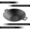 Classic Cuisine Cast Iron Wok-14” Pre-Seasoned Flat Bottom Cookware with Handles-Compatible with Stovetop Oven Induction Grill or Campfire