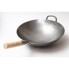 Craft Wok Traditional Hand Hammered Carbon Steel Pow Wok with Wooden and Steel Helper Handle 14 Inch Round Bottom 731W88