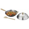 Helen's Asian Kitchen Helen Chen's Asian Kitchen Flat Bottom Wok Carbon Steel with Lid and Stir Fry Spatula Recipes Included 13.5-inch 4 Piece Set 13.5 Inch Silver Gray Natural