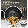 MICHELANGELO Stainless Steel Wok with Lid Nonstick Wok Pan 12 Inch Woks & Stir-fry Pans with Honeycomb Coating Flat Bottom Wok Induction Wok Set with Spider Strainer & Steaming Rack 4 Piece