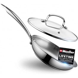 Mueller Austria DuraClad Tri-Ply Stainless Steel 8-Inch Fry Pan with Lid Extra Strong Cookware 3-layer Bottom Ergonomic and EverCool Stainless Steel Handle