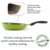 Neoflam PerfecToss 11'' Ceramic Nonstick Frying Pan for Skillet Omelette with Soft Touch Handle PFOA-Free Dishwasher Safe Chef's Wok 2lbs 1 Set Avocado Green