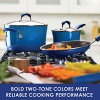 Rachael Ray Brights Nonstick Cookware Pots and Pans Set 14 Piece Blue Gradient