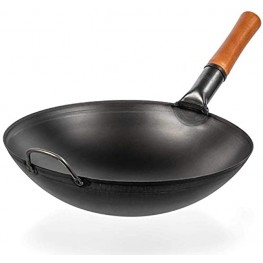 Yosukata Carbon Steel Wok Pan 14 “ Woks and Stir Fry Pans Chinese Wok with Round Bottom Wok Traditional Chinese Japanese Woks Black Steel Wok
