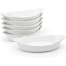 Au Gratin Dish by KooK Fine Ceramic Make Oven Safe Bakeware White 9 in 18oz Set of 6