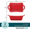 Rachael Ray Solid Glaze Ceramics Au Gratin Bakeware Baker Set Rectangular 2 Piece Red