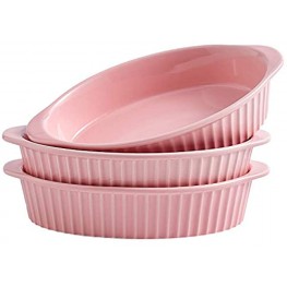 Swuut Au Gratin Pan,Small Casserole Dishes for Baking,Set of 3,Oven Safe Au Gratin Dish with HandlePink