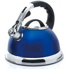 Creative Home Camille 3.0 Qt Stainless Steel Opaque Blue Whistling Tea Kettle