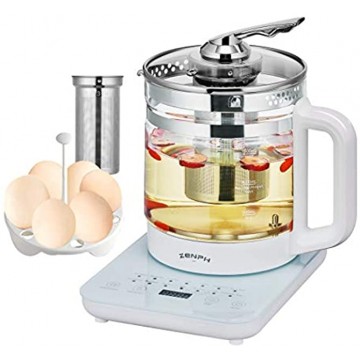 Electric Kettle Tea kettle Zenph 1.5L Glass Teapot with Removable Infuser Multifunction Glass Teapot Dash Egg Cooker Electric Tea Kettles Automatic Shut Off with Smart Touch Panel & 18 Smart Menu.