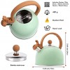 Flantor Tea Kettles Stainless Steel Whistling Teapot 2.5 Quart Whistling Food Grade Stainless Steel Teapot Stovetop Water Kettle Whistling Tea Kettles with Anti-heat Silicone Handle