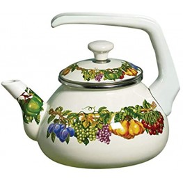 Kensington Garden Collection- Porcelain Enamel Non Stick Non-Corrosive 2 Quart Whistling Tea Kettle