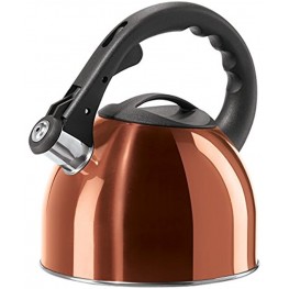 Oggi Stainless Steel Whistling Tea Kettle with Nylon Stay Cool Handle & Trigger Opening Spout 2.5 L 85 oz Copper