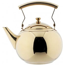 OMGard Gold Tea Pot with Infuser Loose Tea Leaf Filter 2 Liter Stainless Steel Teapot Coffee Water Small Kettle Strainer Set Warmer Teakettle for Stovetop Induction Stove Top 2.1 Quart 68 Ounce