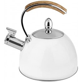 Pinky Up Presley White 70 Oz Tea Kettle Stovetop Induction Stainless Steel Whistling Kettle