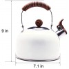 ROCKURWOK Tea Kettle Stovetop Whistling Teapot Stainless Steel Pearl White 2.43-Quart