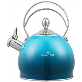 Stove Top Whistling Tea Kettle-Surgical Stainless Steel Teakettle Teapot with Cool Toch Ergonomic Handle,2.5 QuartBlue