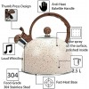 Stovetop Tea Kettle Stainless Steel Whistling Tea Kettles With Heat Insulation Wood Grain Handle Fast Boiling Tea Pot Beige | 2.5 Liter