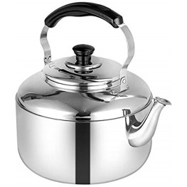 SubClap Stainless Steel Whistling Tea Kettle 4L Polished Teapot with Folding Handle for Stovetop Tea Pots for Induction Stove Top Fast to Boil Water for Home Kitchen Dorm Condo 3.5Quart Silver