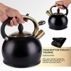SUSTEAS Stove Top Whistling Tea Kettle-Surgical Stainless Steel Teakettle Teapot with Cool Toch Ergonomic Handle,1 Free Silicone Pinch Mitt Included,2.64 QuartBLACK