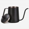 TAMUME 600ML Black Teflon Coating 5mm Gooseneck Spout Drip Pot for Coffee Service Stainless Steel Drip Tea Kettle for Drip Coffee 600ml