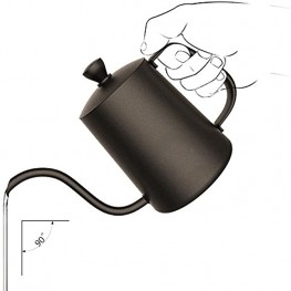 TAMUME 600ML Black Teflon Coating 5mm Gooseneck Spout Drip Pot for Coffee Service Stainless Steel Drip Tea Kettle for Drip Coffee 600ml