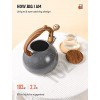 Tea Kettle 2.7 Quart BELANKO Teapot for Stovetops Wood Pattern Handle with Loud Whistle Food Grade Stainless Steel Tea Pot Water Kettle Gray