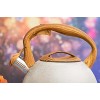 Tea Kettle 3Quart Whistling Kettle with Wood Pattern Handle Loud Whistle DARK GREY
