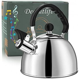 Tea Kettle Stovetop 2.1 Quart Mirror Finished Stainless Steel Whistling Teakettle For Stovetop Tea Pot with Folding Cool Grip Ergonomic Handle Small Tea Pot Water Boiler for Home Kitchen