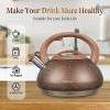 Tea Kettles Stovetop Whistling Cool Handle 3.17 Quart Tea Pots for Stove Top Stainless Steel Food Grade Wood Pattern Electric Applicable Brown